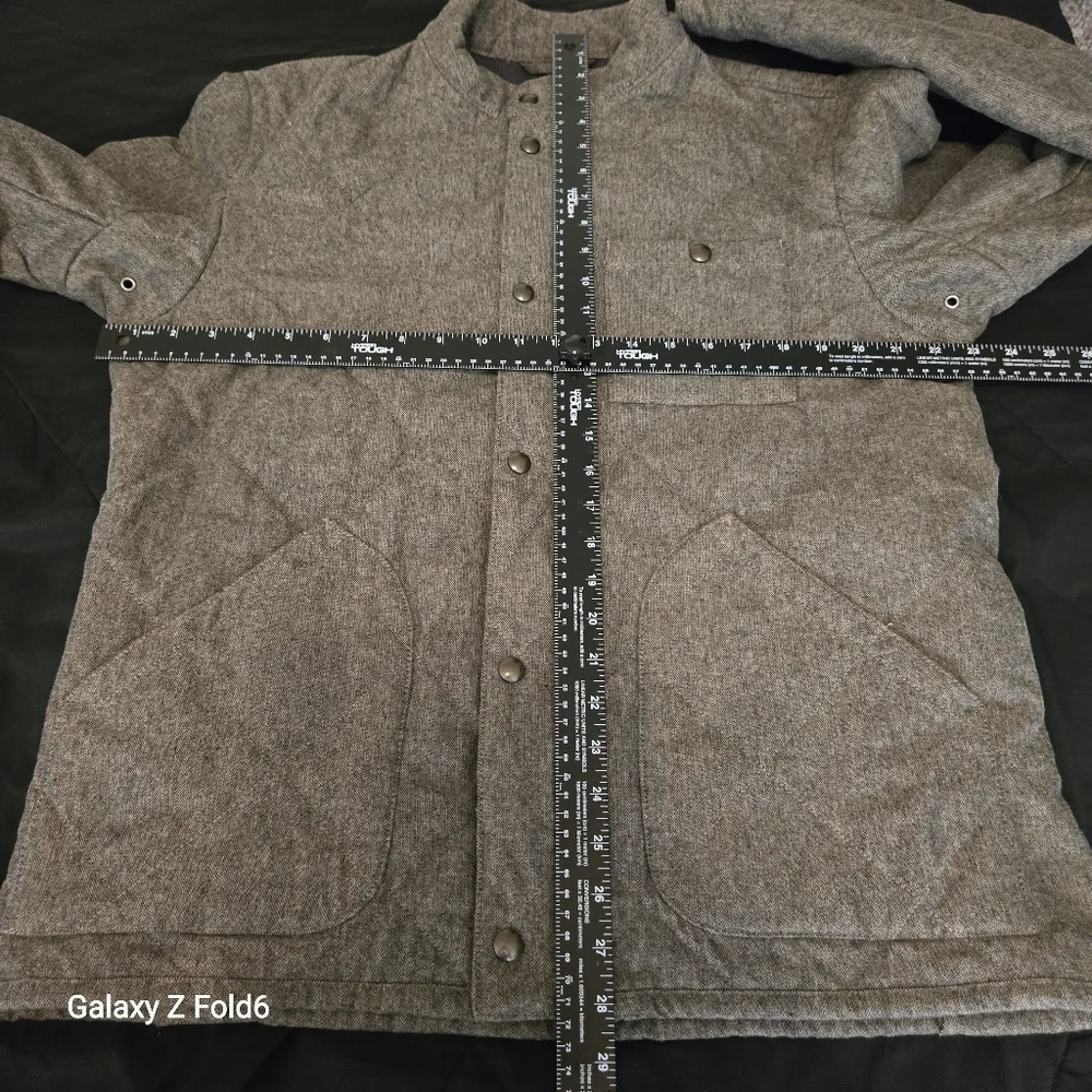 J.Crew‎ Sussex Quilted Jacket PrimaLoft® Men’s Large Heathered Gray Herrinngbone